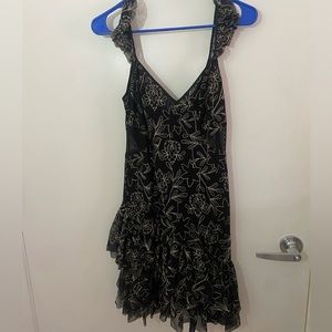 Cinq a sept black ruffle dress
